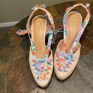 - 😍🤩NWT Crown and Ivy Women’s size 8 wedge sandals with ankle tie (4 inche…